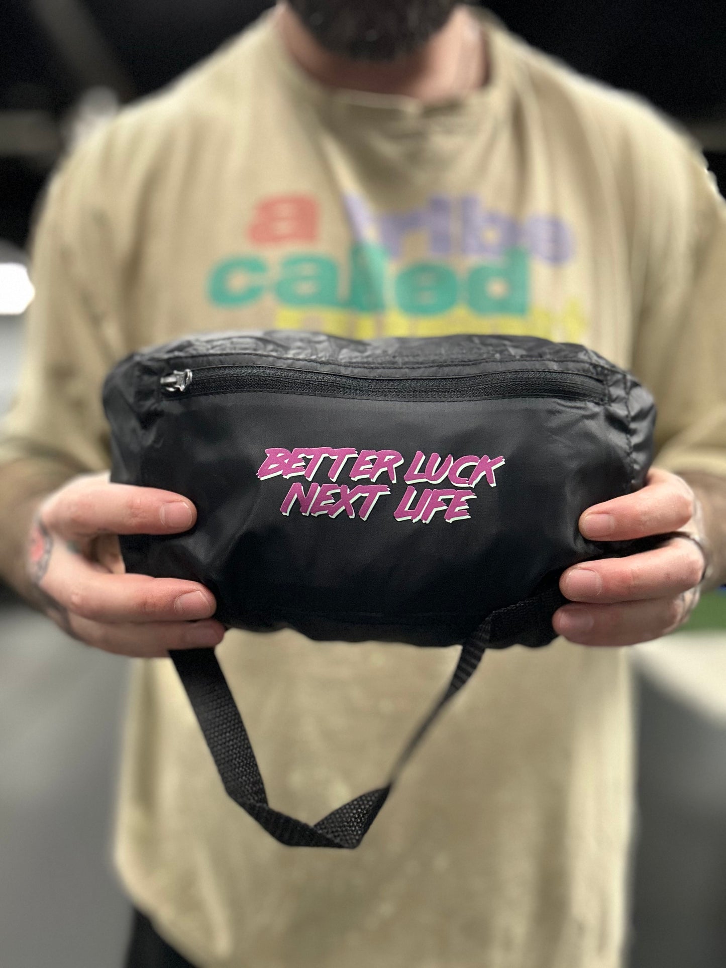 BETTER LUCK NEXT LIFE "THREE EYES" PACKABLE FANNY PACK ANORAK JACKET (Black/Multi)
