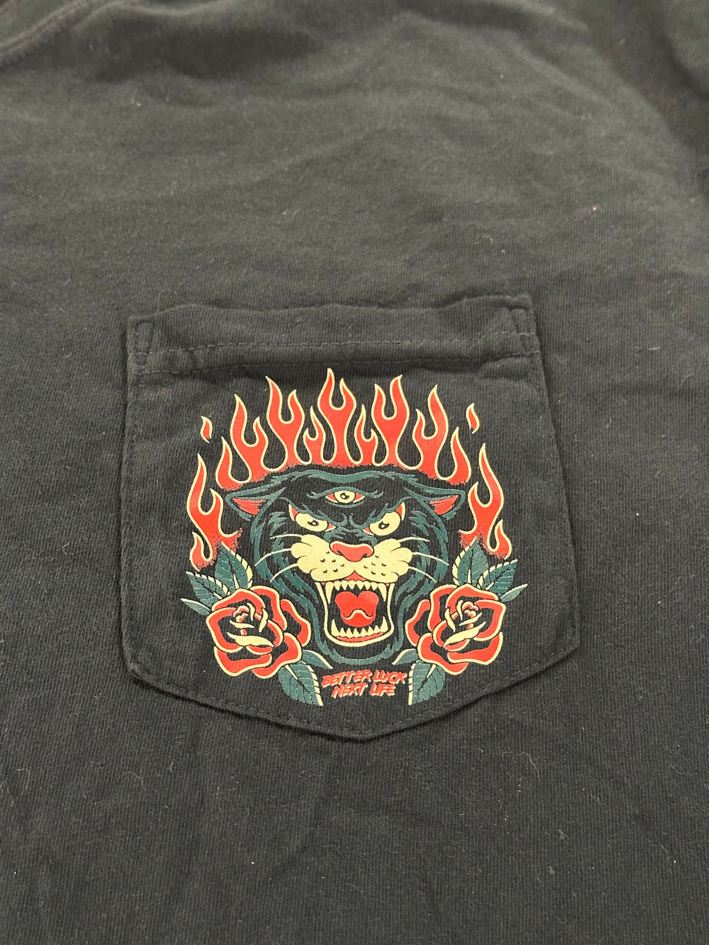 BETTER LUCK NEXT LIFE "THREE EYES" POCKET TEE (Black/Multi)