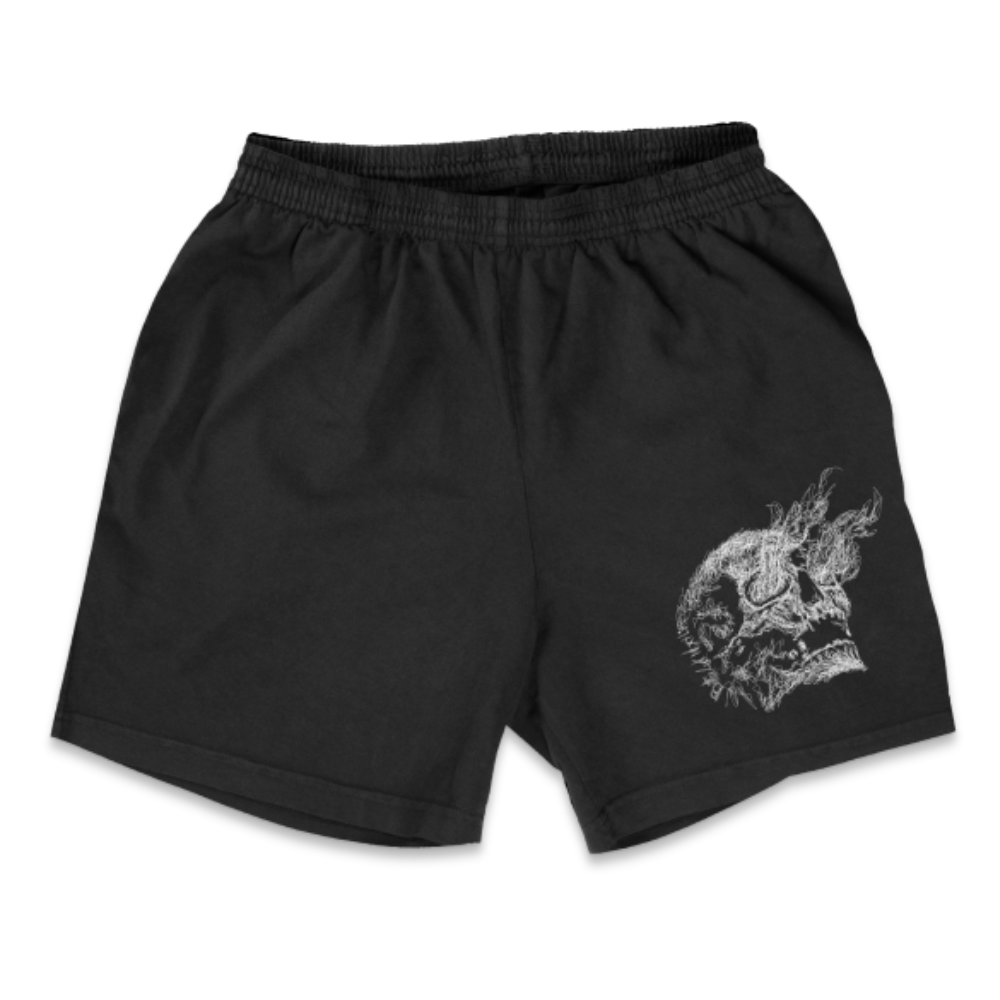 BETTER LUCK NEXT LIFE "ONE LINE SKULL" 4.5" PERFORMANCE SHORTIES (Black/White)