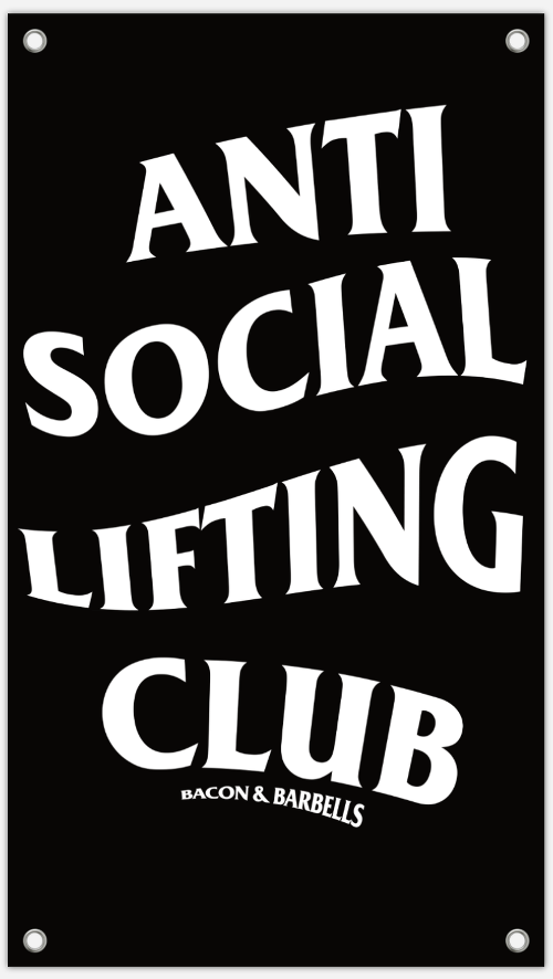 ANTI SOCIAL LIFTING CLUB Gym Banner (Black/White)