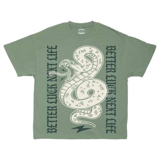 BETTER LUCK NEXT LIFE "SNAKEBITE" HEAVYWEIGHT OVERSIZED TEE (3 COLOR OPTIONS)