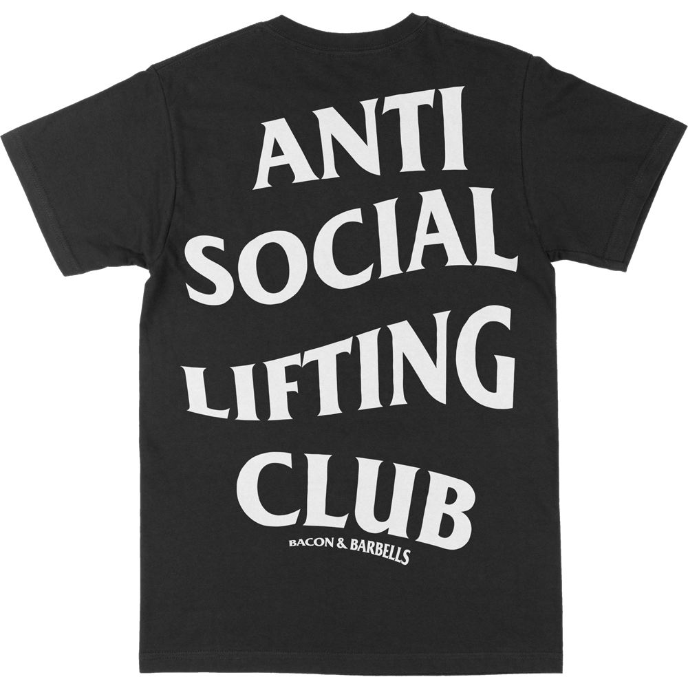 ANTI SOCIAL LIFTING CLUB Tee (Black/White) – BACON & BARBELLS COMPANY