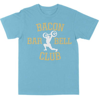 10 YEAR REISSUE - "BACON BARBELL CLUB" 2020 TEE (Blue/Gold/White)