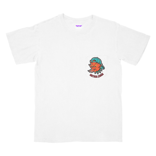 BETTER LUCK NEXT LIFE "LIL HELLRAISER" POCKET TEE (White/Multi)