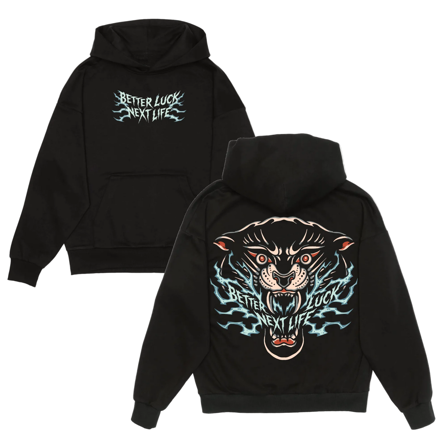 BETTER LUCK NEXT LIFE "PANTHER" HOODIE (Black/Multi)