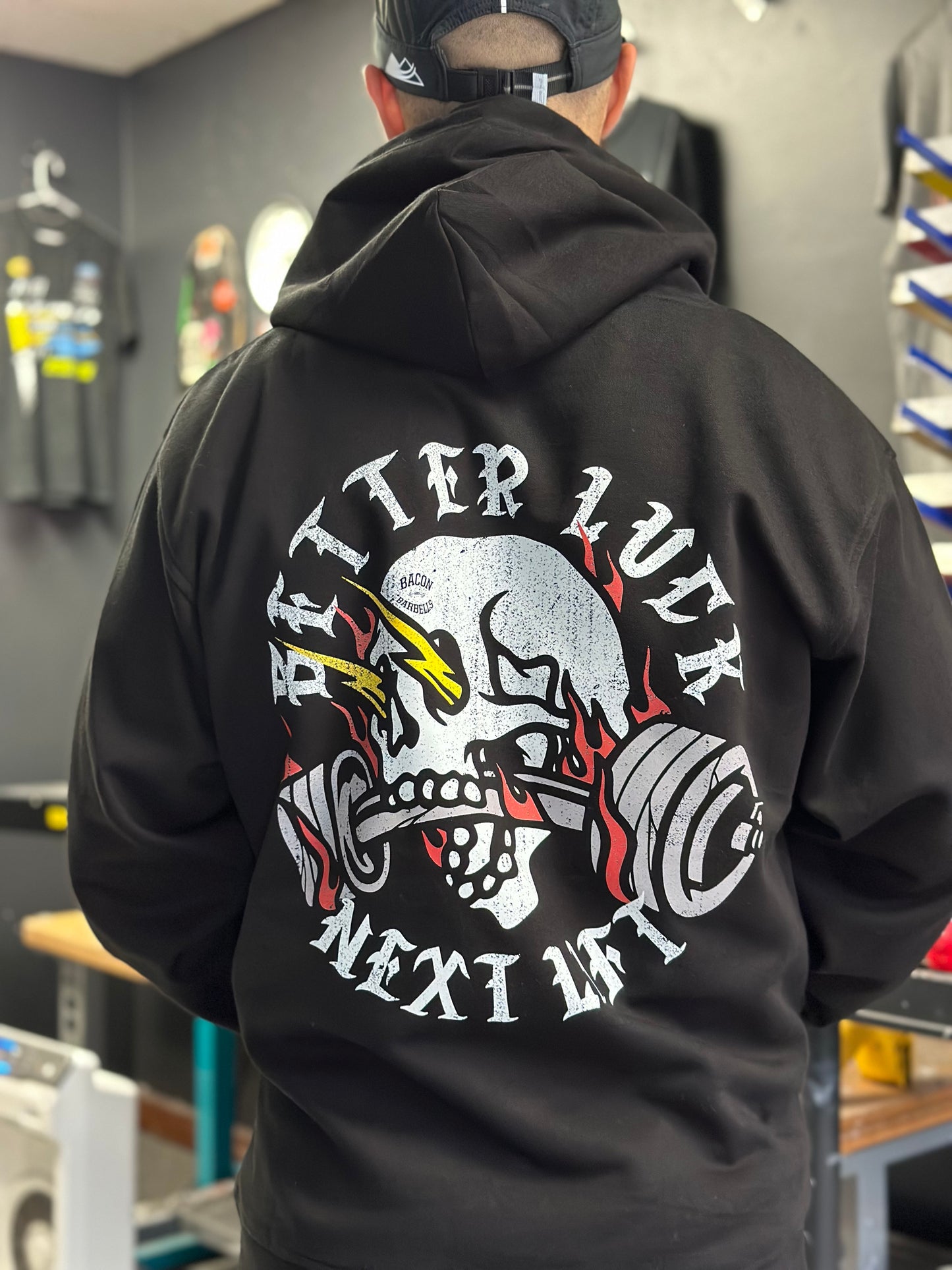 "BETTER LUCK NEXT LIFT" HEAVYWEIGHT HOODIE (Black/White/Red/Grey)