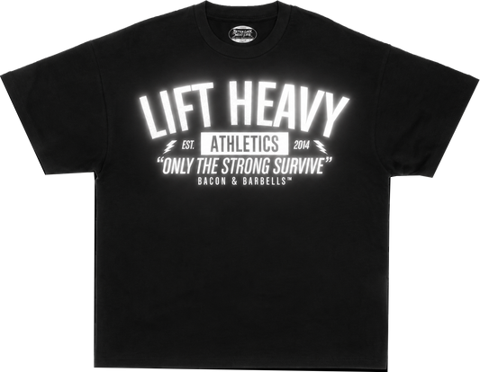 ONLY THE STRONG SURVIVE 3M REFLECTIVE HEAVYWEIGHT OVERSIZED TEE (Black/3M Reflective)