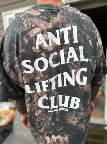 ANTI SOCIAL LIFTING CLUB HEAVYWEIGHT OVERSIZED BLEACHED TEE (Acid Wash/Bleach/White)