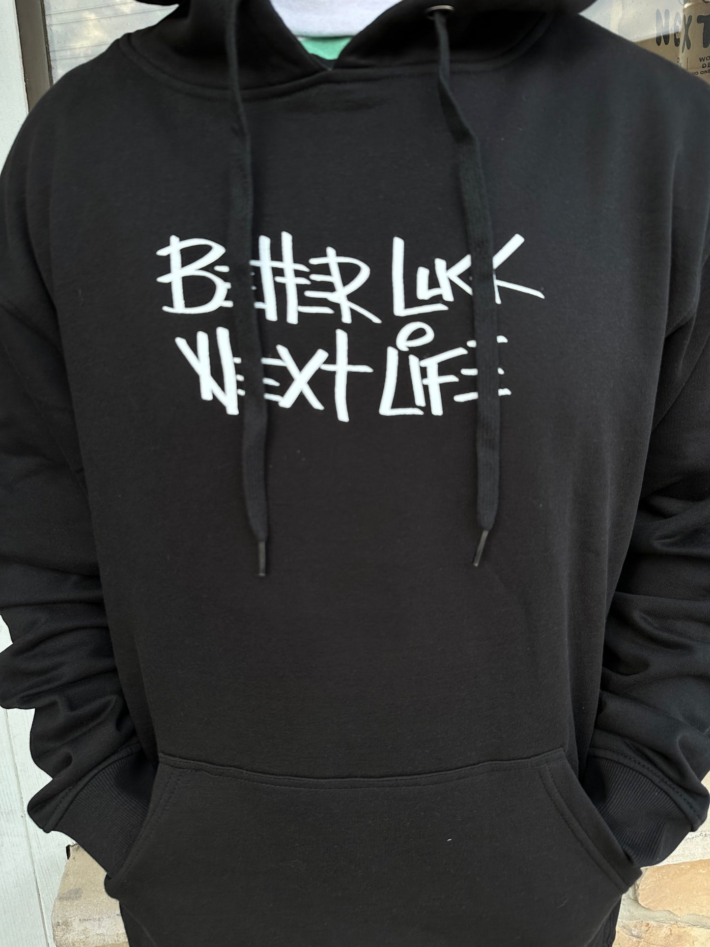 BETTER LUCK NEXT LIFE "NAME/SNAKES" HOODIE (Black/White)