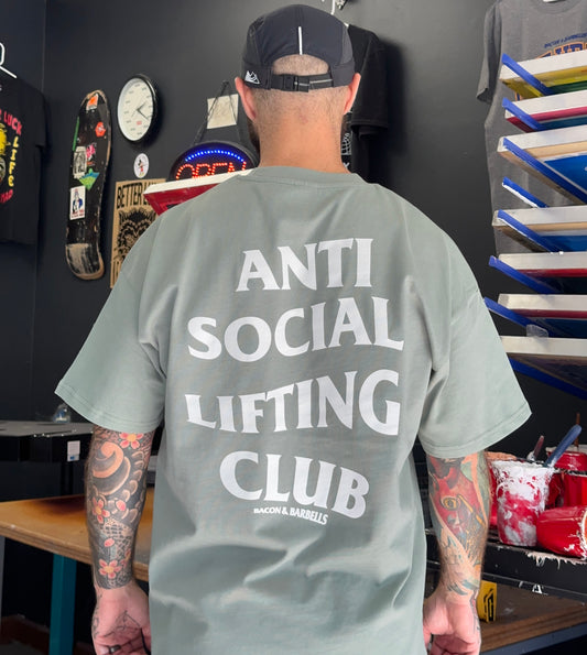 ANTI SOCIAL LIFTING CLUB HEAVYWEIGHT OVERSIZED TEE (Sage/White)