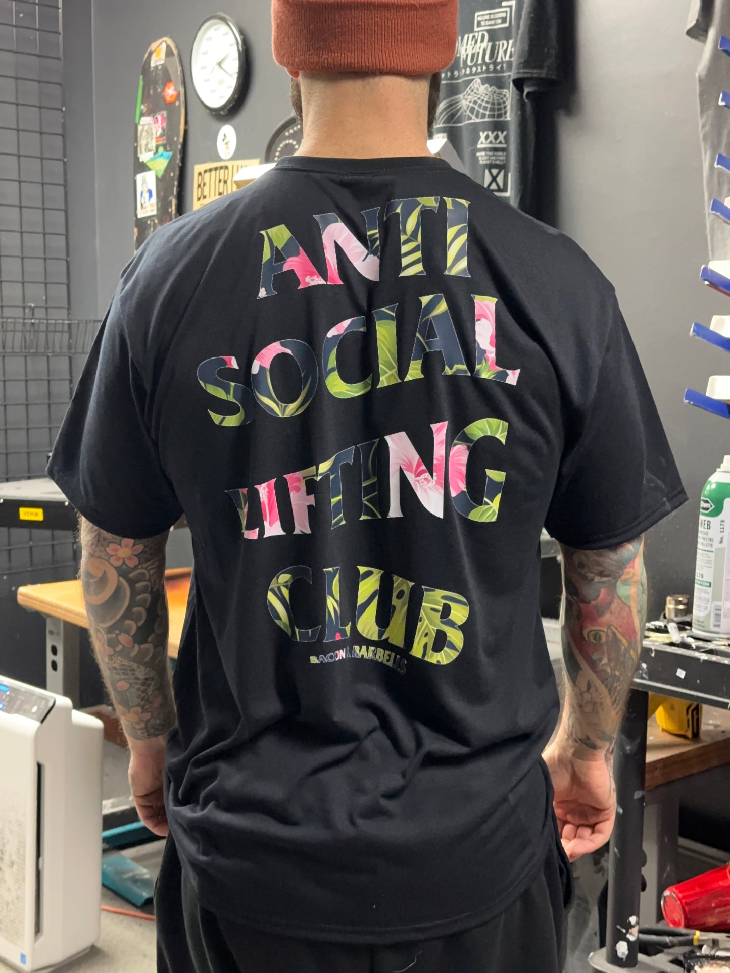 ANTI SOCIAL LIFTING CLUB DRY-TECH PERFORMANCE TEE (Black/Pixel Floral)