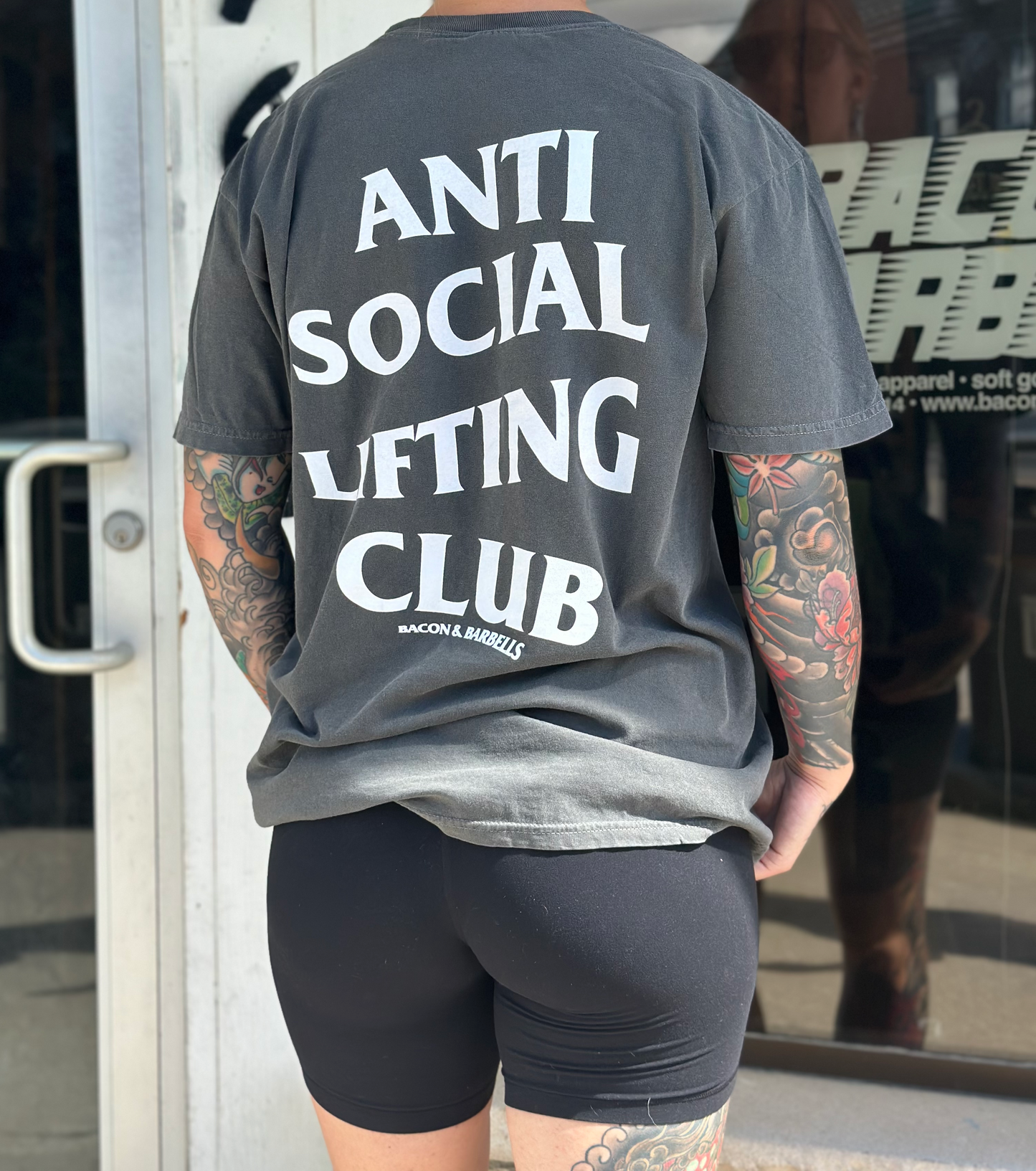 ANTI SOCIAL LIFTING CLUB "RELAXED FIT" TEE (Vintage Black/White)