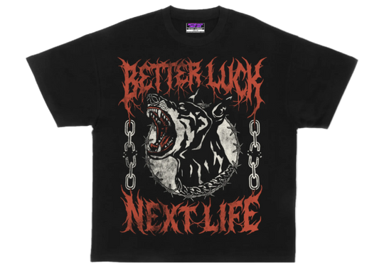 BETTER LUCK NEXT LIFE "UNCHAINED" OVERSIZED HEAVYWEIGHT TEE (Black/Red)