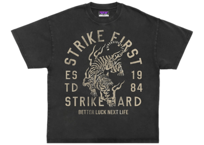 BETTER LUCK NEXT LIFE "STRIKE FIRST" OVERSIZED HEAVYWEIGHT TEE (Acid Wash/Cream)