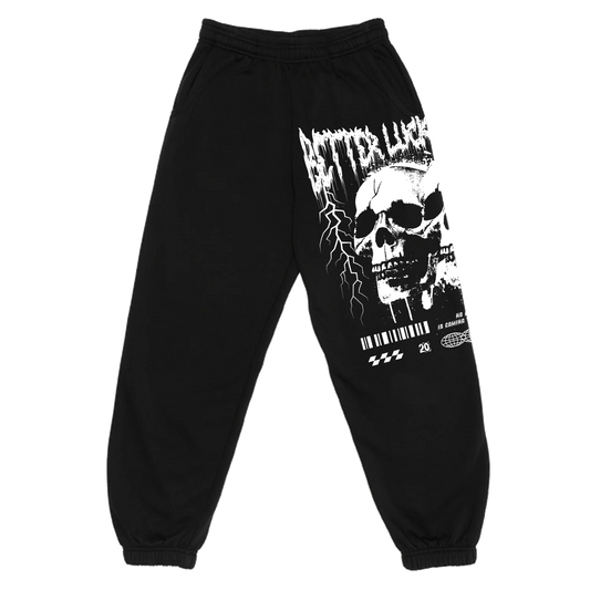 BETTER LUCK NEXT LIFE "SKULLS" SWEATPANTS (Black/White)