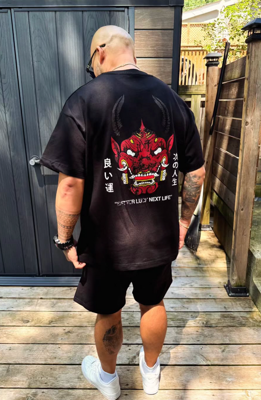 BETTER LUCK NEXT LIFE "HANNYA" HEAVYWEIGHT OVERSIZED TEE (Black/Multi)