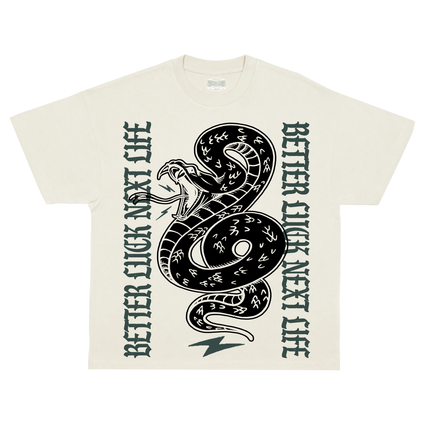 BETTER LUCK NEXT LIFE "SNAKEBITE" HEAVYWEIGHT OVERSIZED TEE (3 COLOR OPTIONS)