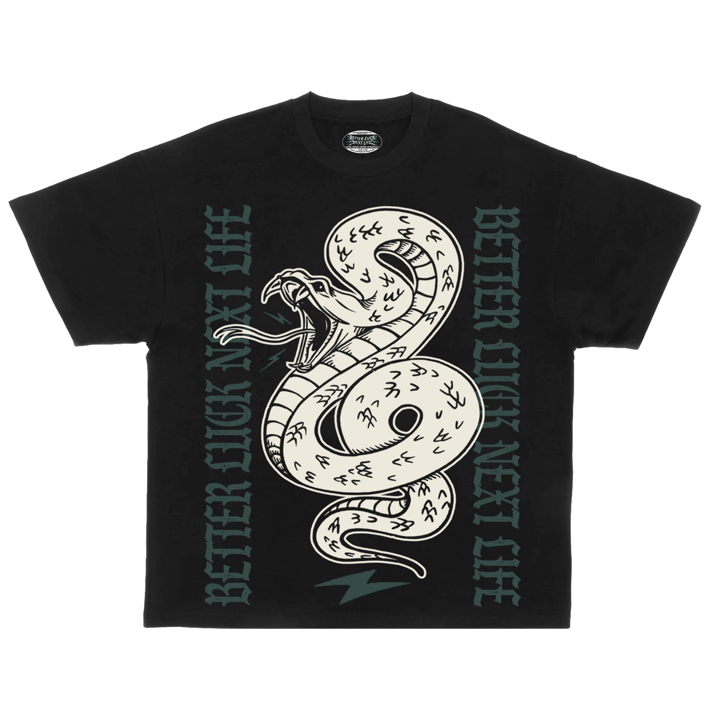 BETTER LUCK NEXT LIFE "SNAKEBITE" HEAVYWEIGHT OVERSIZED TEE (3 COLOR OPTIONS)