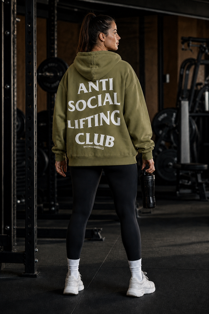 ANTI SOCIAL LIFTING CLUB Hoodie (Military Green/White)