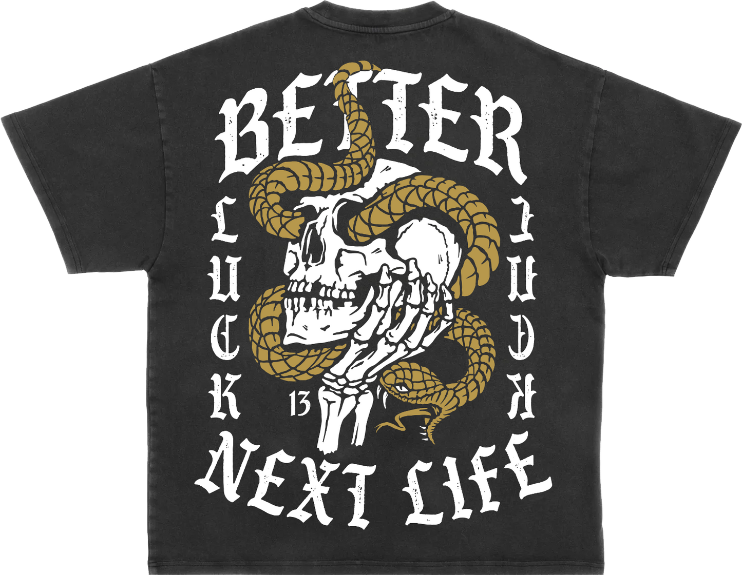 BETTER LUCK NEXT LIFE "BAD LUCK 13" OVERSIZED HEAVYWEIGHT TEE (Acid Wash/Multi)