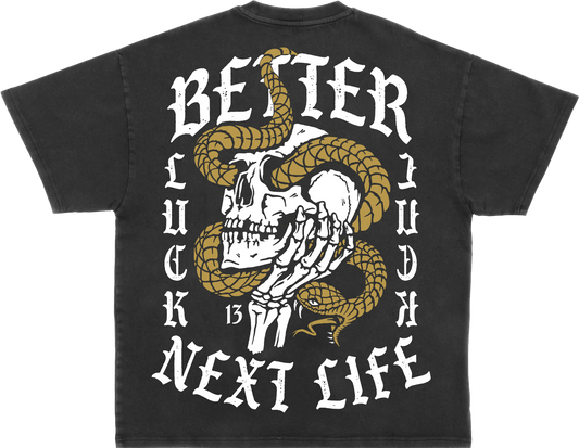 BETTER LUCK NEXT LIFE "BAD LUCK 13" OVERSIZED HEAVYWEIGHT TEE (Acid Wash/Multi)