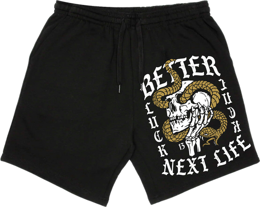 BETTER LUCK NEXT LIFE "BAD LUCK 13" COTTON SHORTS (Black/Multi)
