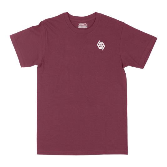 THE "B/B STAPLE" TEE (Heathered Maroon/White)