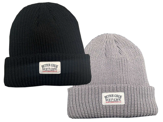 » BETTER LUCK NEXT LIFE "NO ONE IS COMING TO SAVE YOU" BEANIES (100% off)