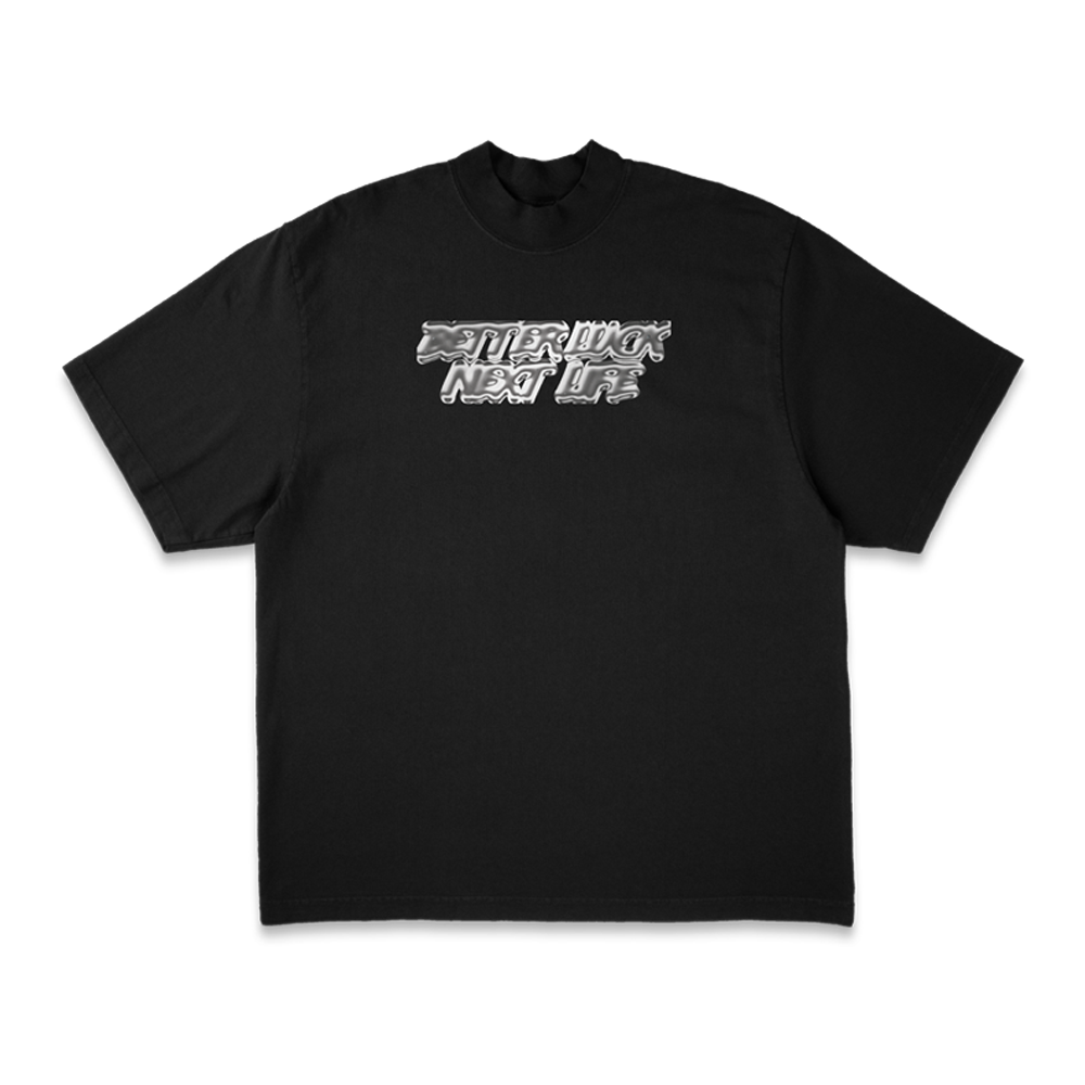 BETTER LUCK NEXT LIFE "CHROME LOGO" HEAVYWEIGHT OVERSIZED TEE (Black/Chrome)