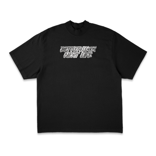 BETTER LUCK NEXT LIFE "CHROME LOGO" HEAVYWEIGHT OVERSIZED TEE (Black/Chrome)