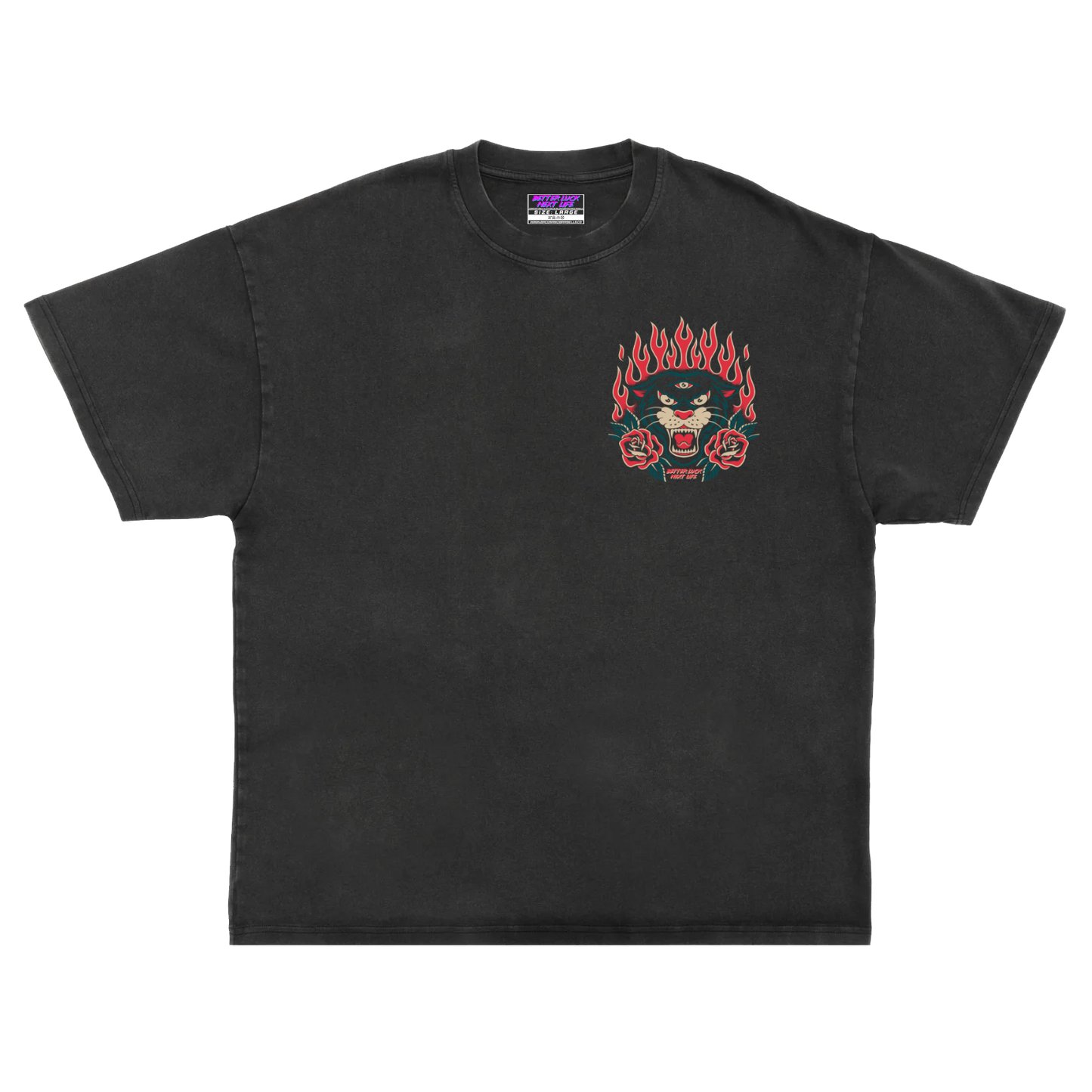 BETTER LUCK NEXT LIFE "3 EYES" OVERSIZED HEAVYWEIGHT TEE (Acid Wash/Multi)