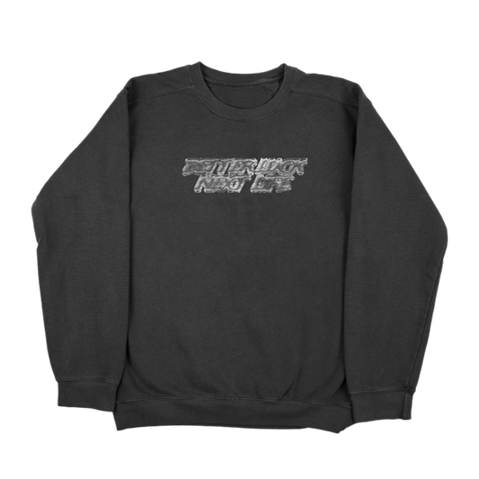 BETTER LUCK NEXT LIFE "CHROME LOGO" HEAVYWEIGHT CREWNECK (Black/Chrome)