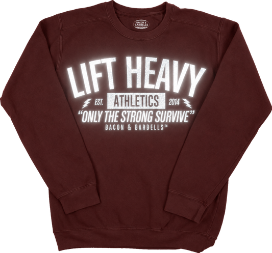 ONLY THE STRONG SURVIVE 3M REFLECTIVE CREWNECK (Maroon/3M Reflective)