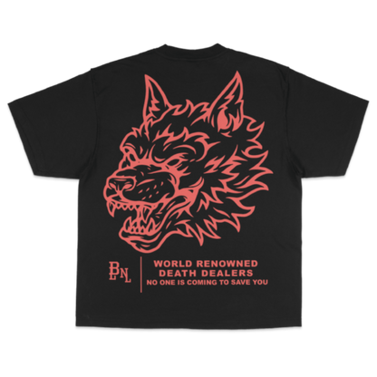 BETTER LUCK NEXT LIFE "DEATH DEALERS" OVERSIZED HEAVYWEIGHT TEE (Black/Orange)