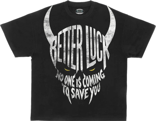 BETTER LUCK NEXT LIFE "DEMON(S)" HEAVYWEIGHT OVERSIZED TEE (Black/White)