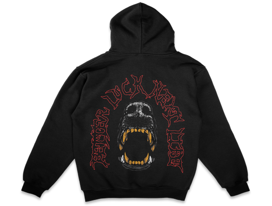 BETTER LUCK NEXT LIFE "DOG'S TEETH" HEAVYWEIGHT HOODIE (Black/White/Red/Gold)