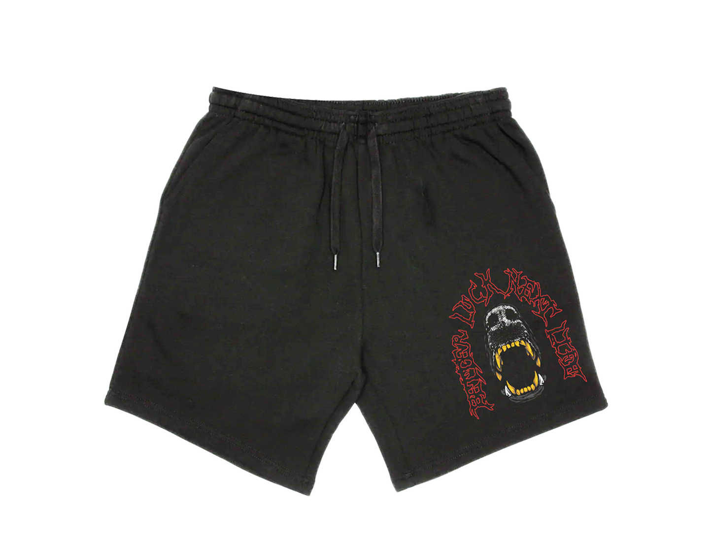 BETTER LUCK NEXT LIFE "DOG'S TEETH" 7" INSEAM SWEATSHORTS (Black/Red/Gold)