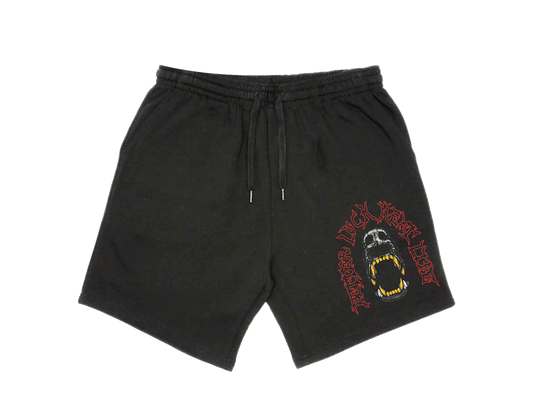 BETTER LUCK NEXT LIFE "DOG'S TEETH" 7" INSEAM SWEATSHORTS (Black/Red/Gold)