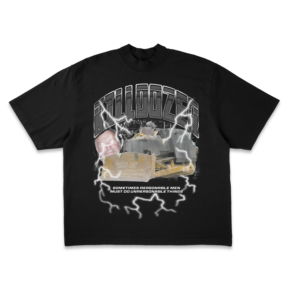 BETTER LUCK NEXT LIFE "KILLDOZER" HEAVYWEIGHT OVERSIZED TEE (Black/Komatsu)