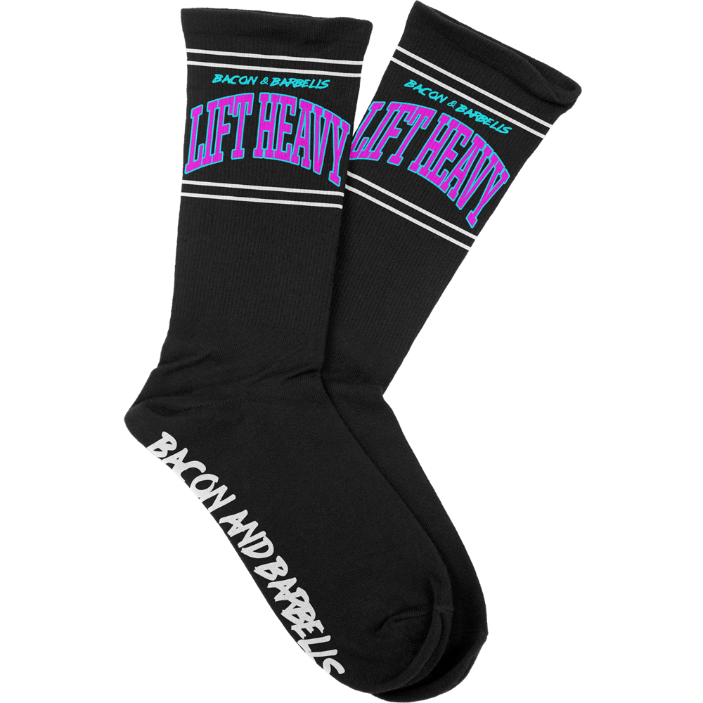 LIFT HEAVY RETRO Crew Sock (Black/Pink/Blue/White)