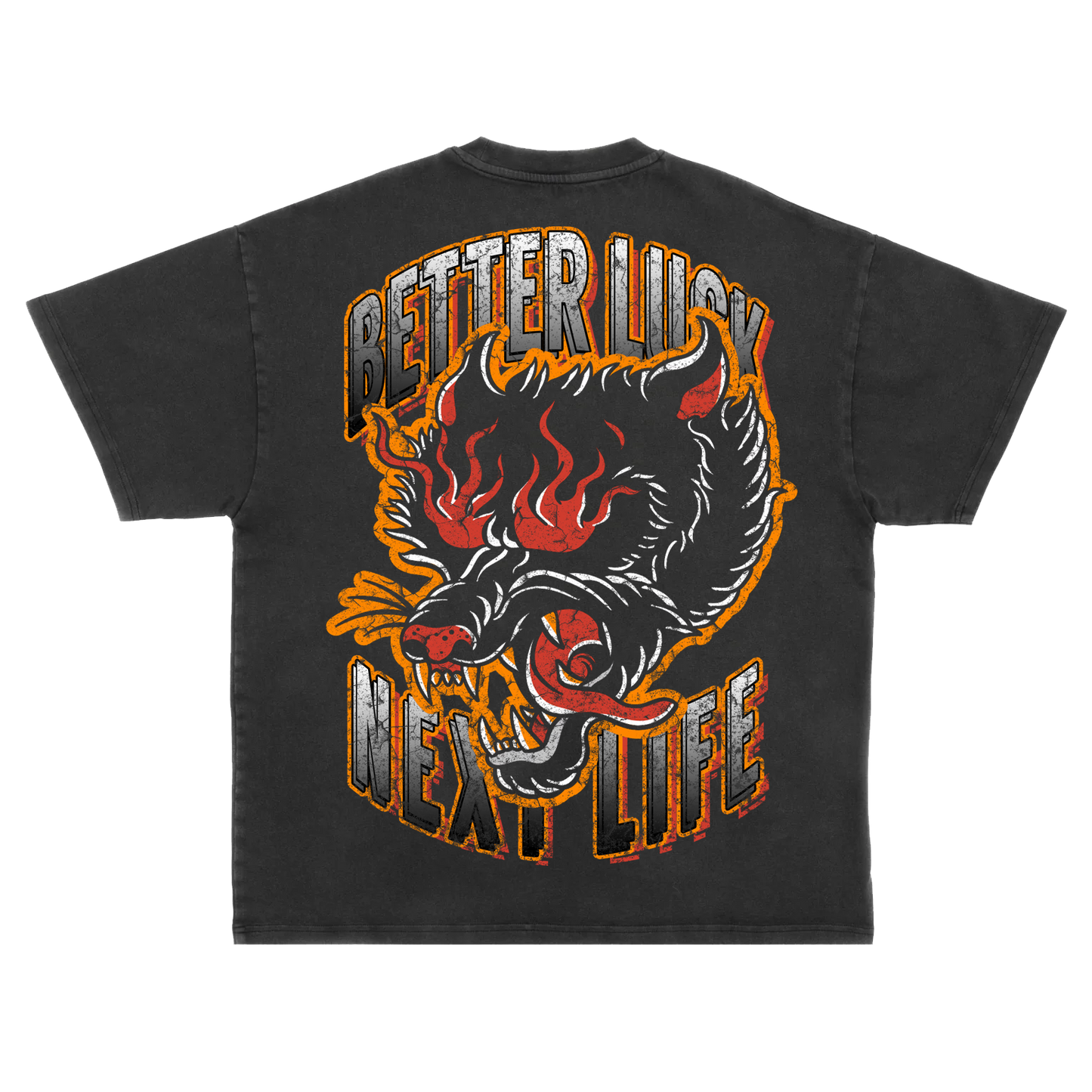 BETTER LUCK NEXT LIFE "INFERNO PANTHER" HEAVYWEIGHT OVERSIZED TEE (Black/Multi)