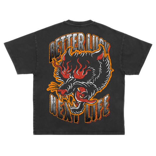 BETTER LUCK NEXT LIFE "INFERNO PANTHER" HEAVYWEIGHT OVERSIZED TEE (Black/Multi)