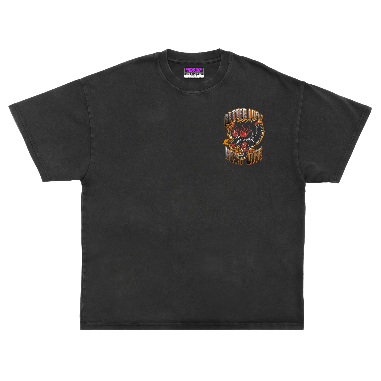 BETTER LUCK NEXT LIFE "INFERNO PANTHER" HEAVYWEIGHT OVERSIZED TEE (Black/Multi)