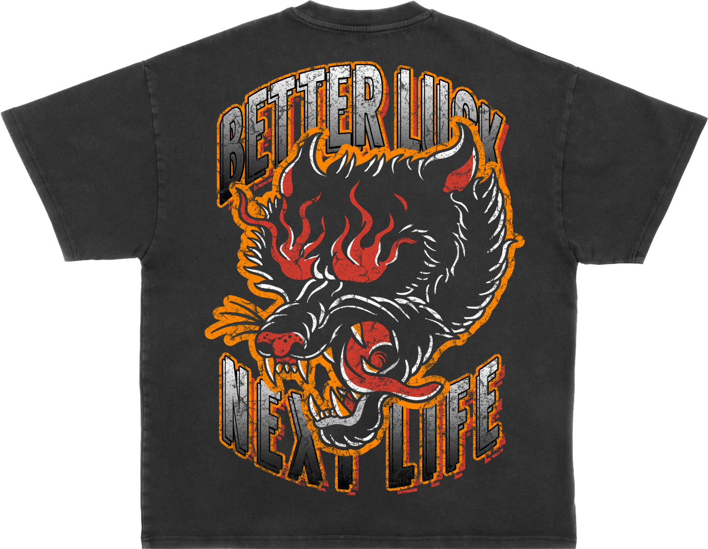 BETTER LUCK NEXT LIFE "SLOW BURN" OVERSIZED HEAVYWEIGHT TEE (Acid Wash/Multi)