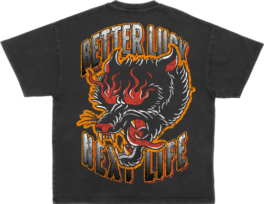 BETTER LUCK NEXT LIFE "SLOW BURN" OVERSIZED HEAVYWEIGHT TEE (Acid Wash/Multi)