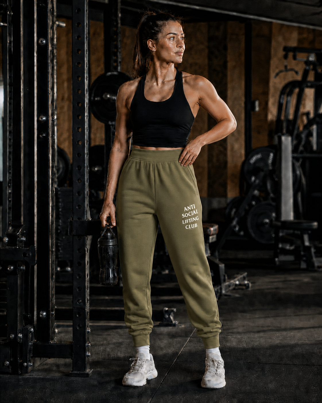 ANTI SOCIAL LIFTING CLUB JOGGERS (Army Green/White)