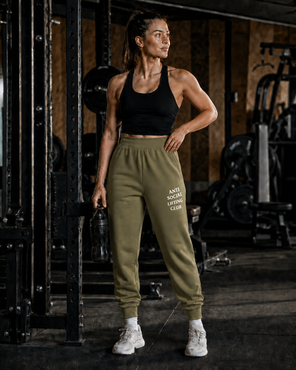 ANTI SOCIAL LIFTING CLUB JOGGERS (Army Green/White)