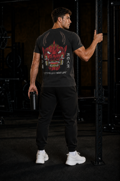 BETTER LUCK NEXT LIFE "HANNYA" ATHLETIC FIT TEE (Black/Multi)