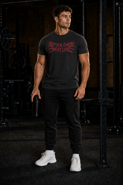 BETTER LUCK NEXT LIFE "HANNYA" ATHLETIC FIT TEE (Black/Multi)
