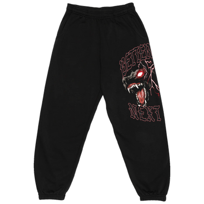 BETTER LUCK NEXT LIFE "HELLHOUNDS" SWEATPANTS (Black/White/Red)
